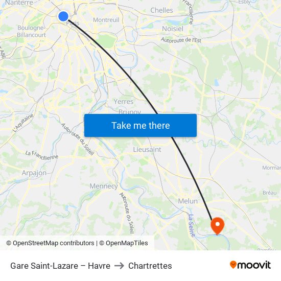 Gare Saint-Lazare – Havre to Chartrettes map