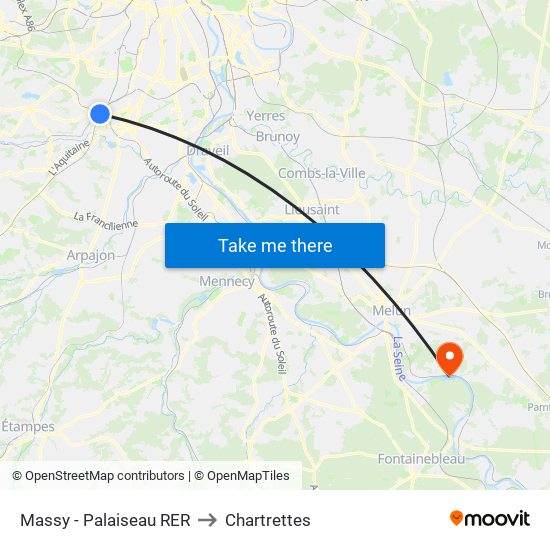 Massy - Palaiseau RER to Chartrettes map
