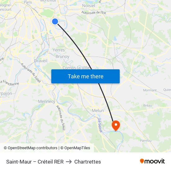 Saint-Maur – Créteil RER to Chartrettes map