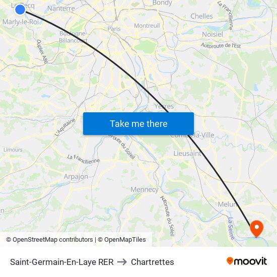 Saint-Germain-En-Laye RER to Chartrettes map