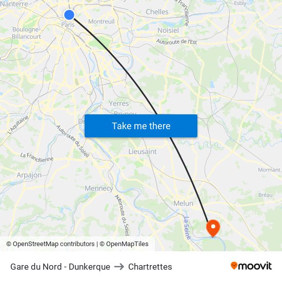 Gare du Nord - Dunkerque to Chartrettes map