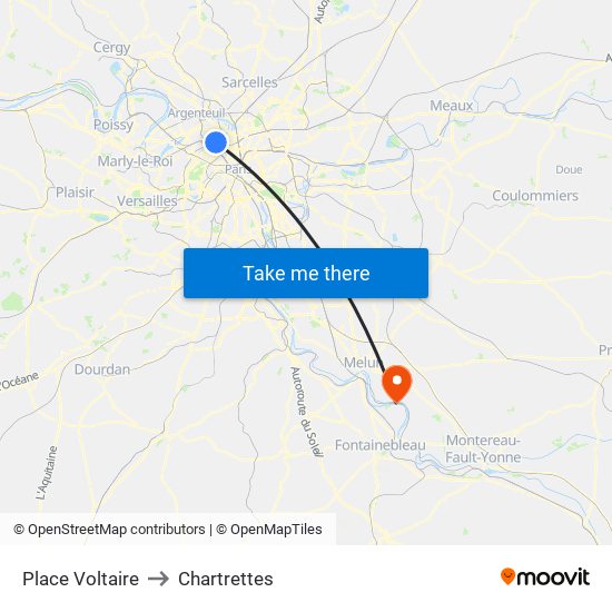 Place Voltaire to Chartrettes map