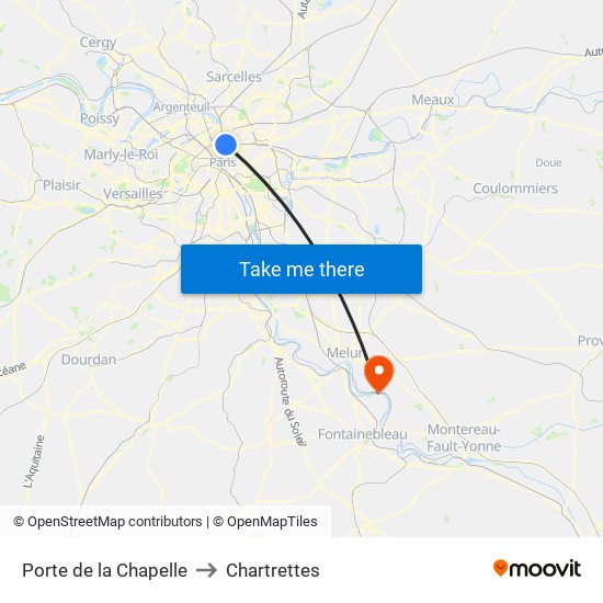 Porte de la Chapelle to Chartrettes map