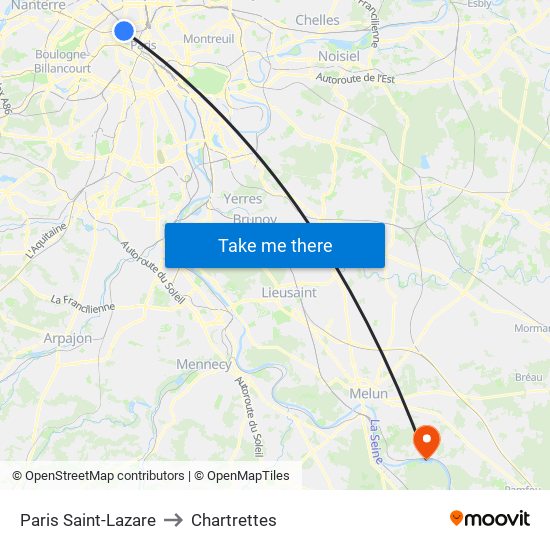 Paris Saint-Lazare to Chartrettes map