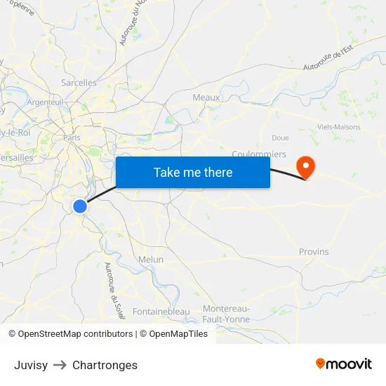 Juvisy to Chartronges map