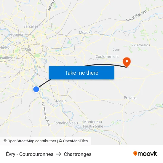 Évry - Courcouronnes to Chartronges map