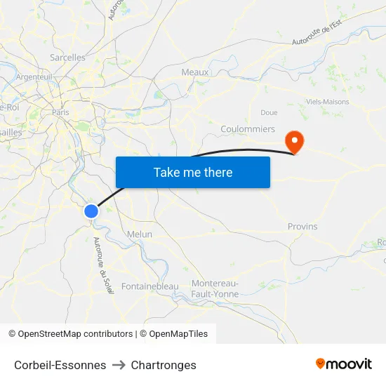 Corbeil-Essonnes to Chartronges map