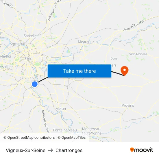 Vigneux-Sur-Seine to Chartronges map