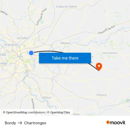 Bondy to Chartronges map