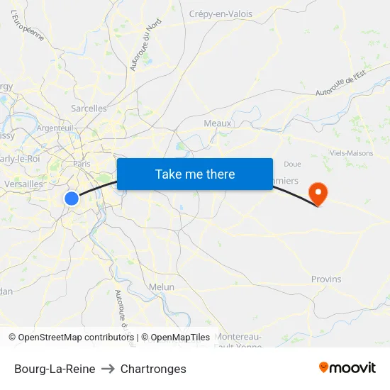 Bourg-La-Reine to Chartronges map