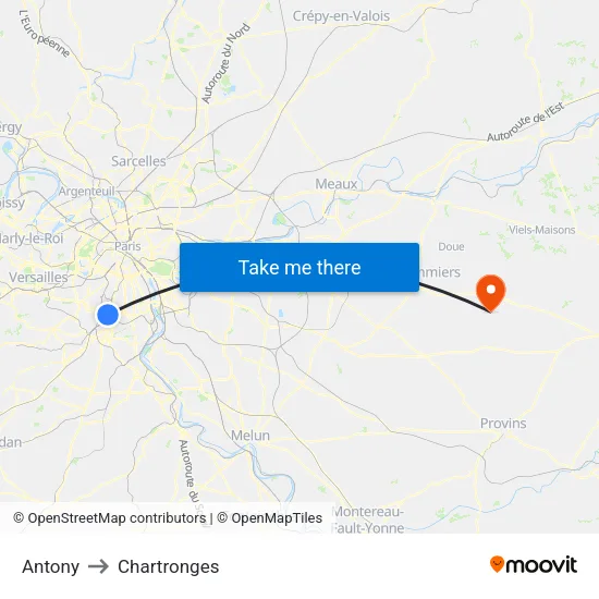 Antony to Chartronges map