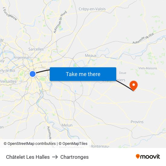 Châtelet Les Halles to Chartronges map