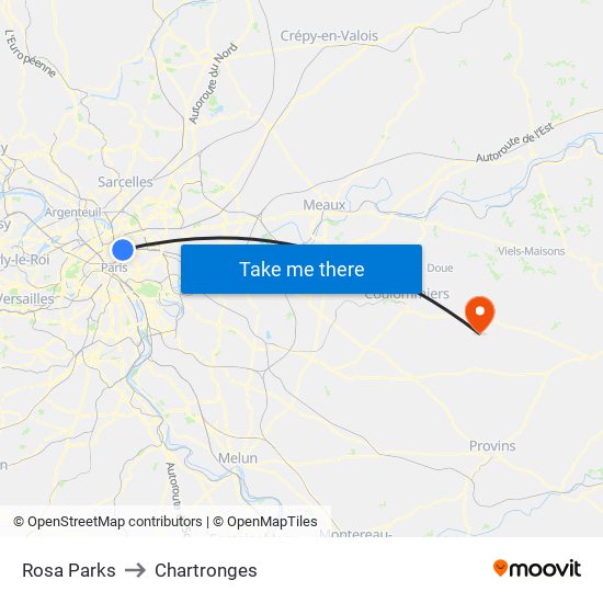 Rosa Parks to Chartronges map