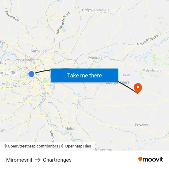Miromesnil to Chartronges map