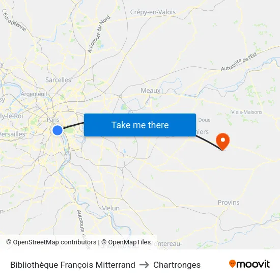 Bibliothèque François Mitterrand to Chartronges map