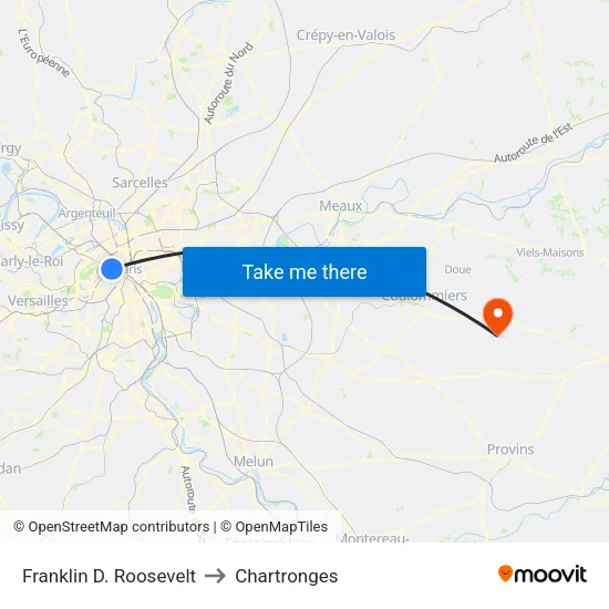 Franklin D. Roosevelt to Chartronges map