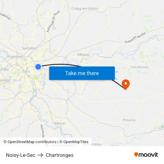 Noisy-Le-Sec to Chartronges map