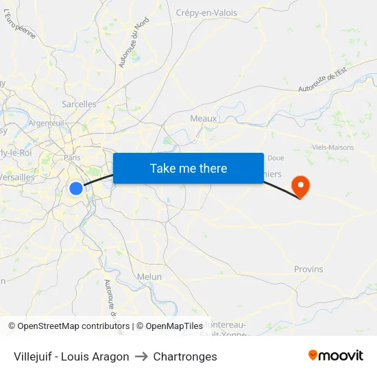 Villejuif - Louis Aragon to Chartronges map