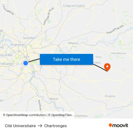 Cité Universitaire to Chartronges map