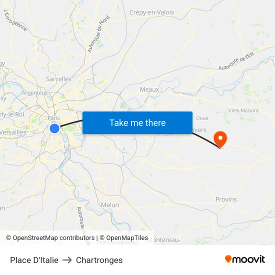 Place D'Italie to Chartronges map