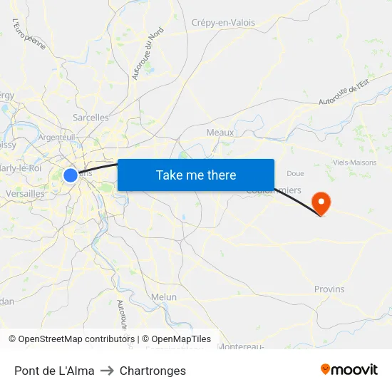 Pont de L'Alma to Chartronges map