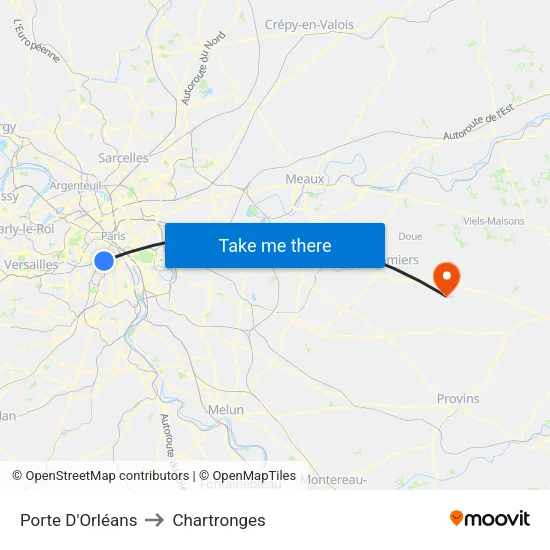 Porte D'Orléans to Chartronges map