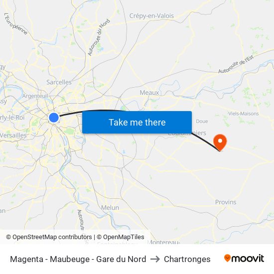 Magenta - Maubeuge - Gare du Nord to Chartronges map
