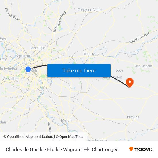 Charles de Gaulle - Étoile - Wagram to Chartronges map