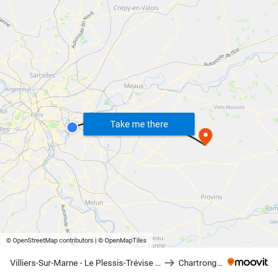 Villiers-Sur-Marne - Le Plessis-Trévise RER to Chartronges map
