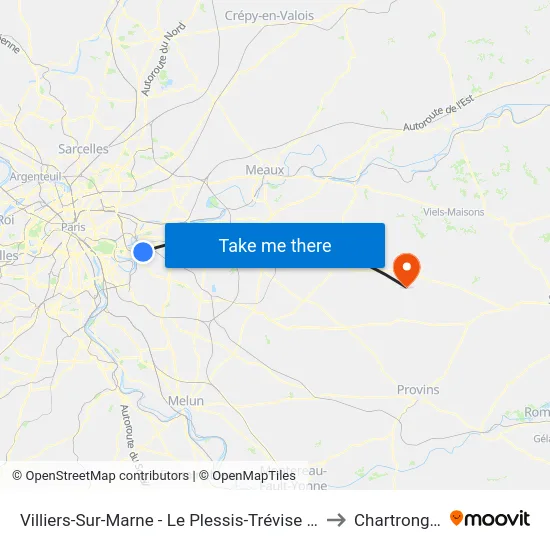 Villiers-Sur-Marne - Le Plessis-Trévise RER to Chartronges map