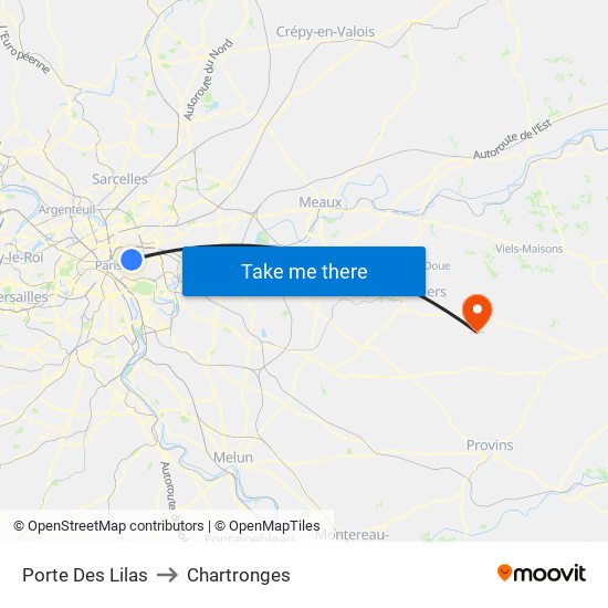 Porte Des Lilas to Chartronges map