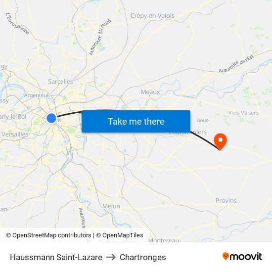 Haussmann Saint-Lazare to Chartronges map