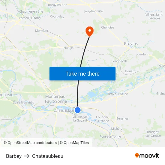 Barbey to Chateaubleau map
