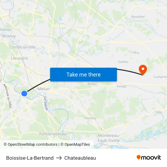 Boissise-La-Bertrand to Chateaubleau map