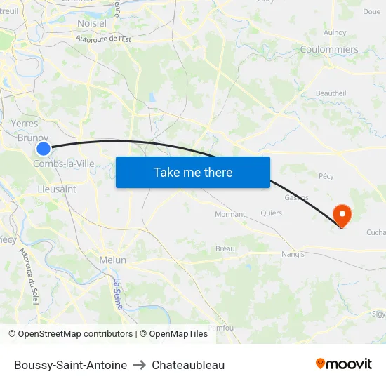 Boussy-Saint-Antoine to Chateaubleau map