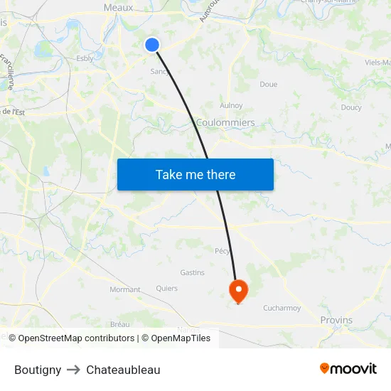 Boutigny to Chateaubleau map