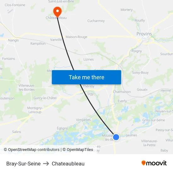 Bray-Sur-Seine to Chateaubleau map