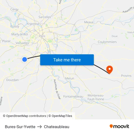 Bures-Sur-Yvette to Chateaubleau map