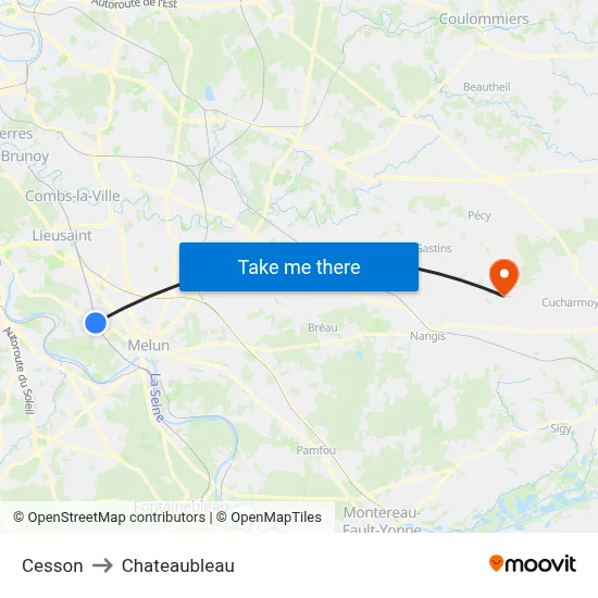 Cesson to Chateaubleau map