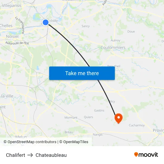 Chalifert to Chateaubleau map