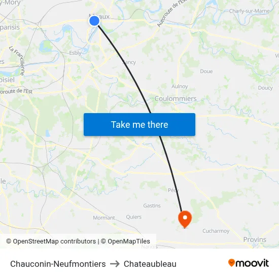 Chauconin-Neufmontiers to Chateaubleau map