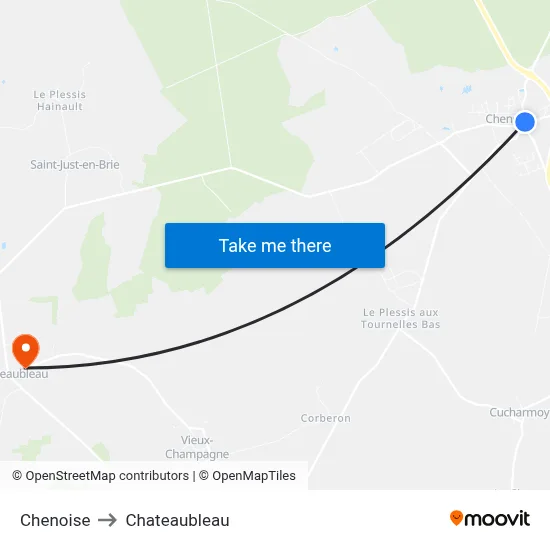 Chenoise to Chateaubleau map