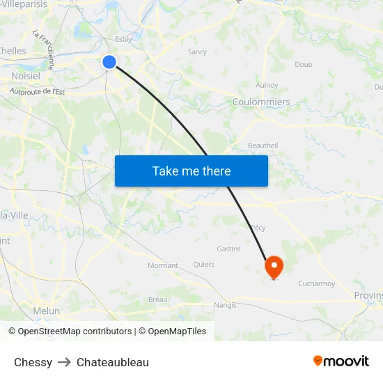 Chessy to Chateaubleau map