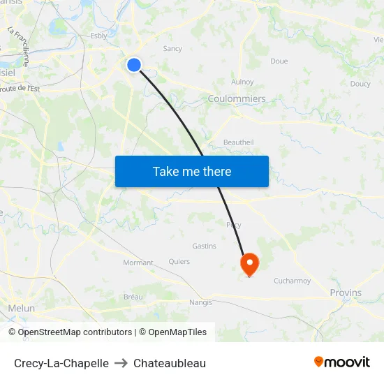 Crecy-La-Chapelle to Chateaubleau map
