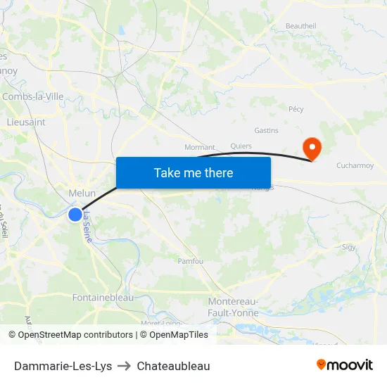 Dammarie-Les-Lys to Chateaubleau map