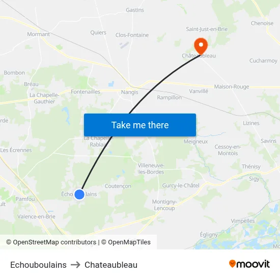 Echouboulains to Chateaubleau map
