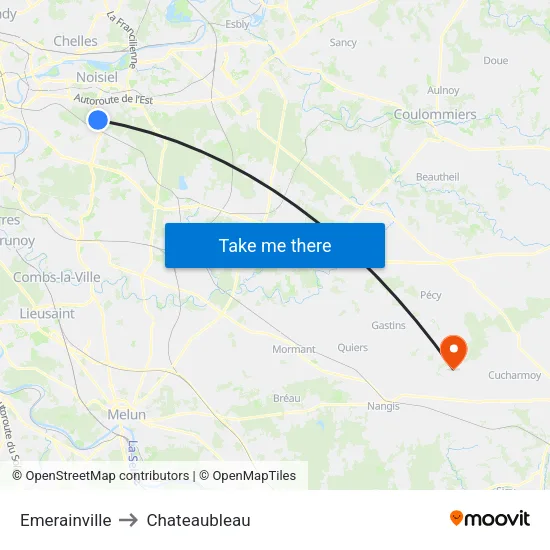 Emerainville to Chateaubleau map