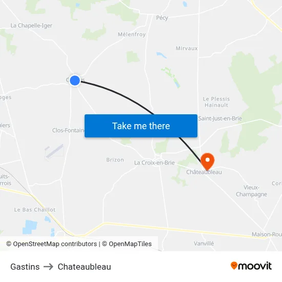 Gastins to Chateaubleau map