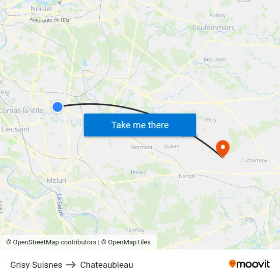 Grisy-Suisnes to Chateaubleau map