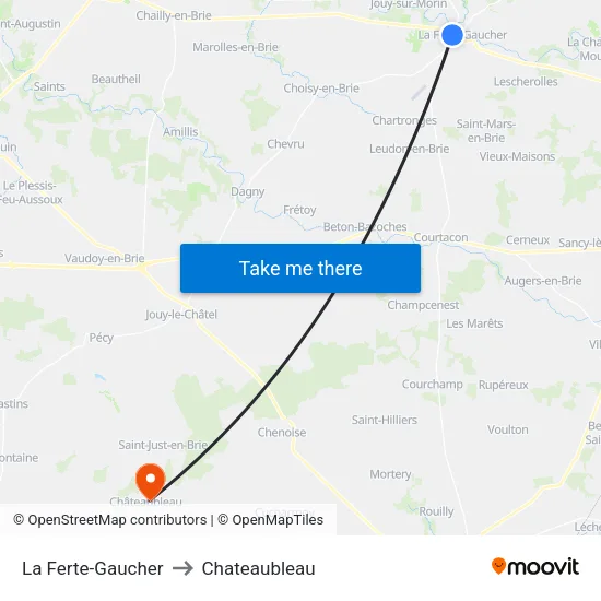 La Ferte-Gaucher to Chateaubleau map